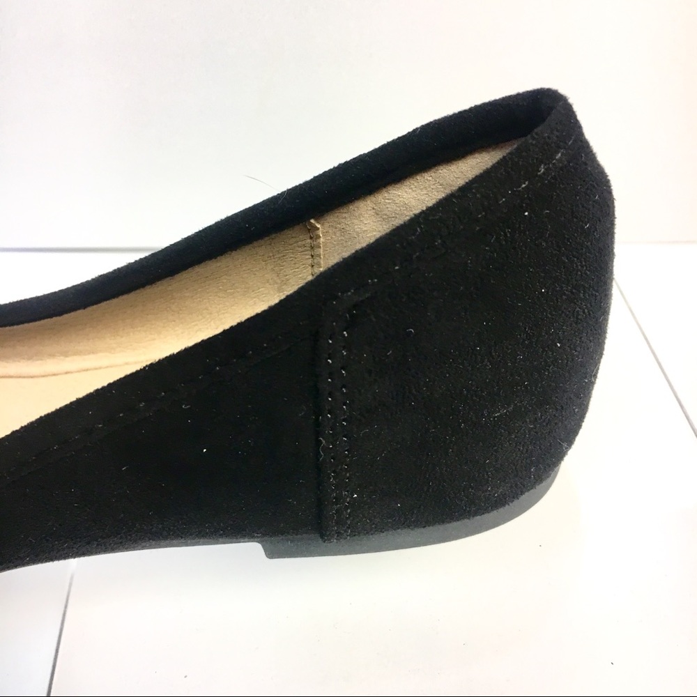 NWT Black Faux Suede Loafers - Pointed Toe Flats - Picture 3 of 5